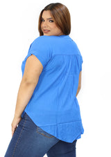 MF-PCR-2027 Blue Blusa Plus de Mujer