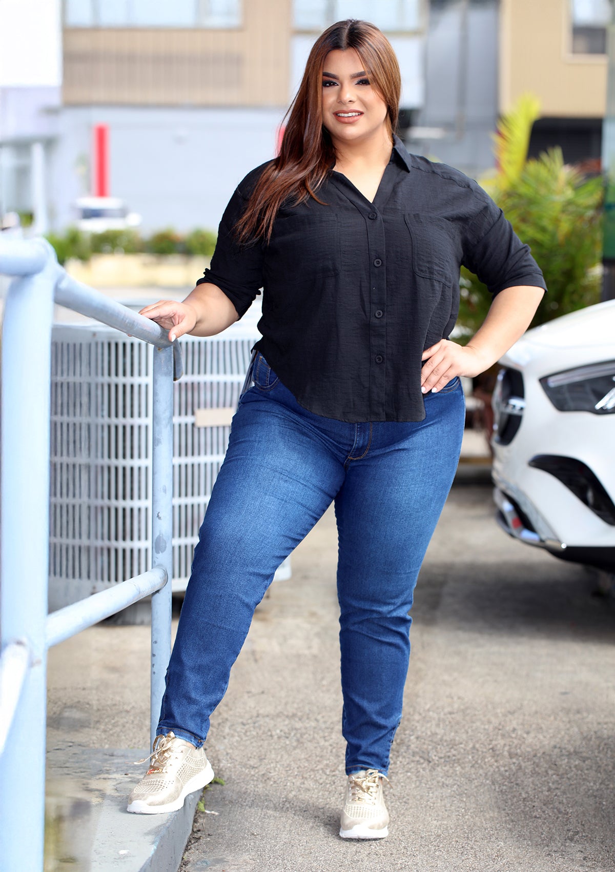 MF-PCR-2218 Black Blusa Plus de Mujer