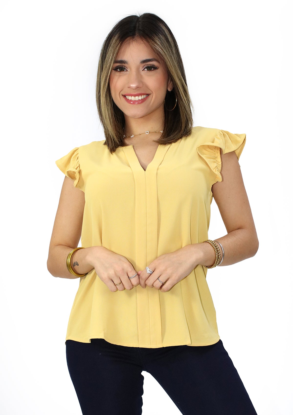 MF-TB-8470 Dusty Yellow Blusa de Mujer
