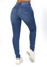 MRP21396 Medium Denim Skinny Jean by Maripily Rivera