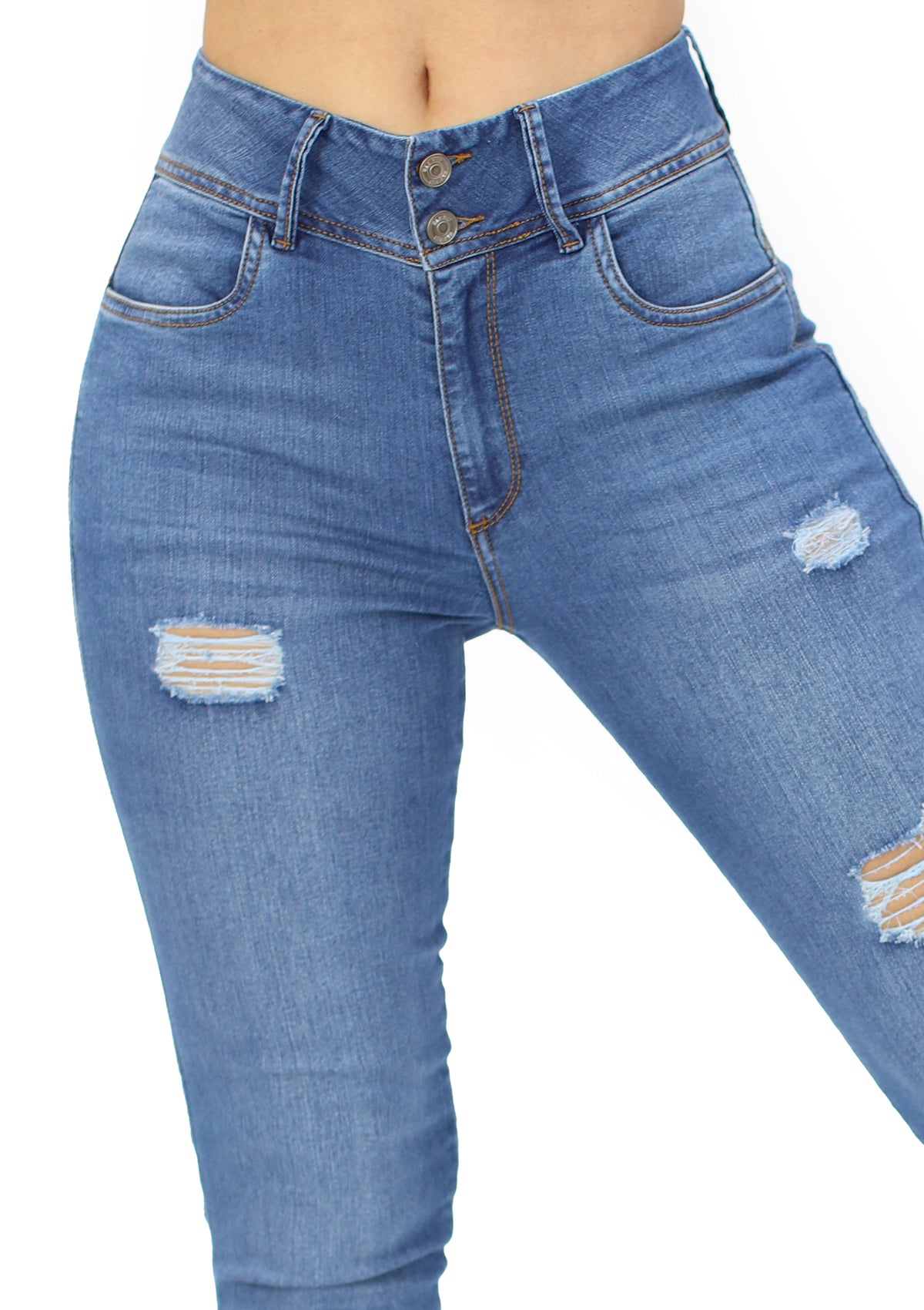 MRP-21424 Medium Denim Skinny Jean by Maripily Rivera