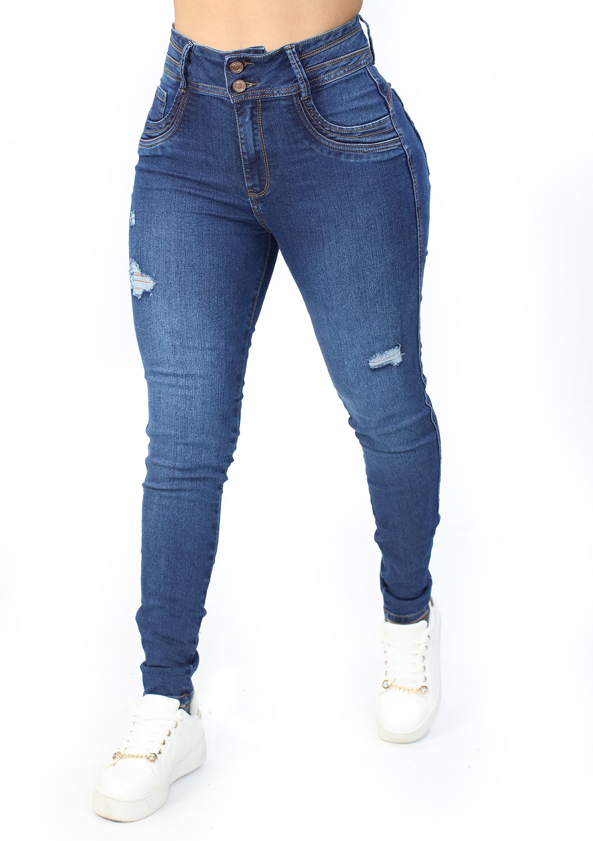 MRP-21425 Medium Denim Skinny Jean by Maripily Rivera