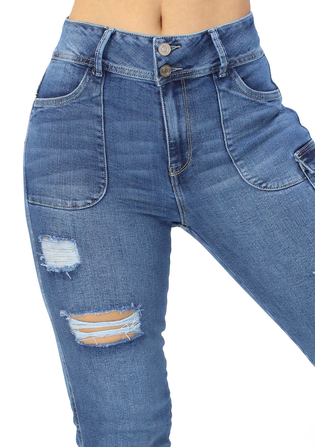 MRP-21447 Medium Denim Tobillero Jean by Maripily Rivera