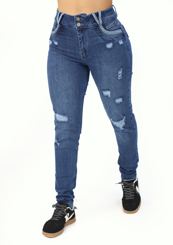 MRP21449 Medium Denim Skinny Jean Long by Maripily Rivera