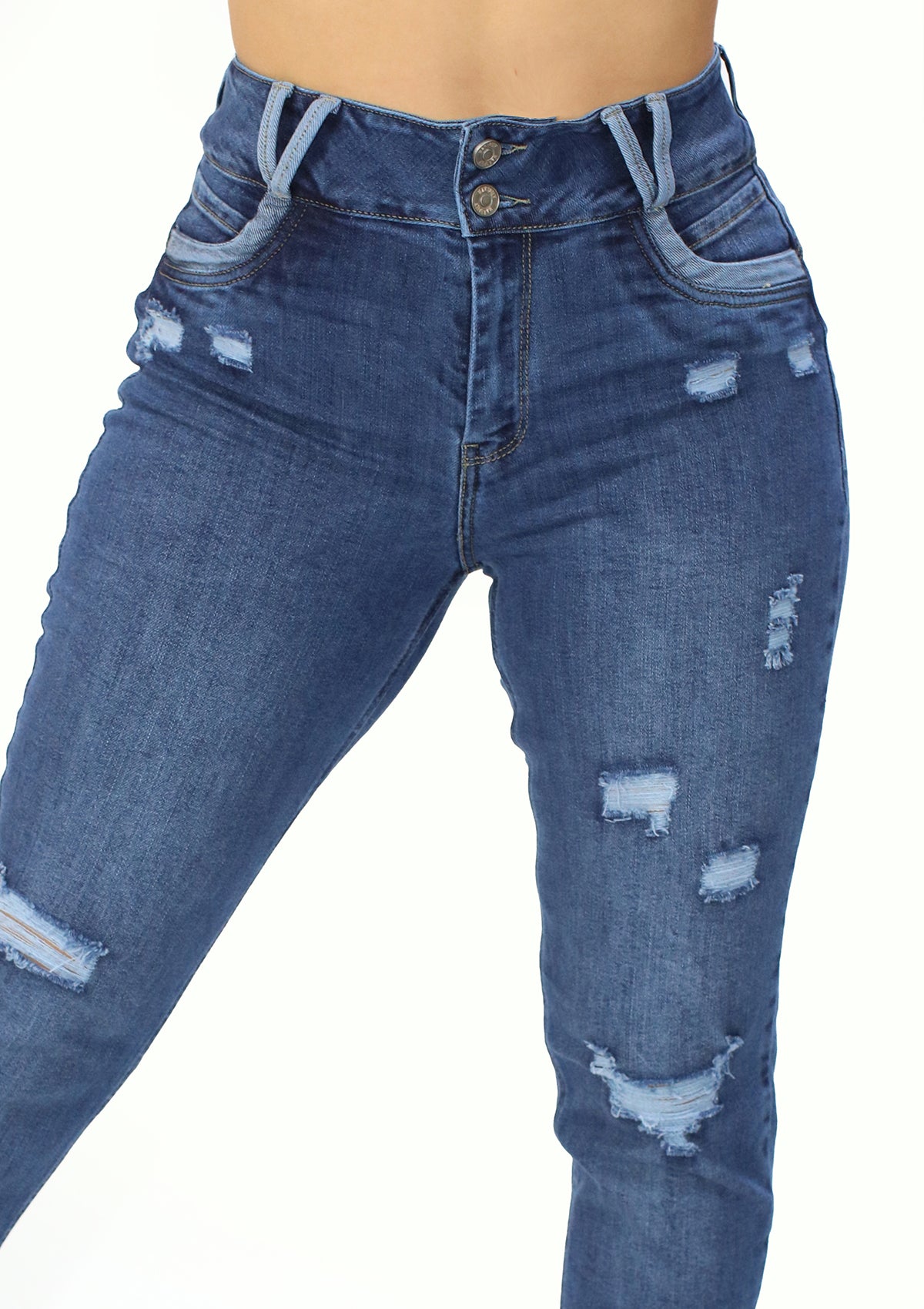 MRP-21449 Medium Denim Skinny Jean Long by Maripily Rivera