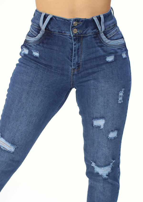 MRP21449 Medium Denim Skinny Jean Long by Maripily Rivera