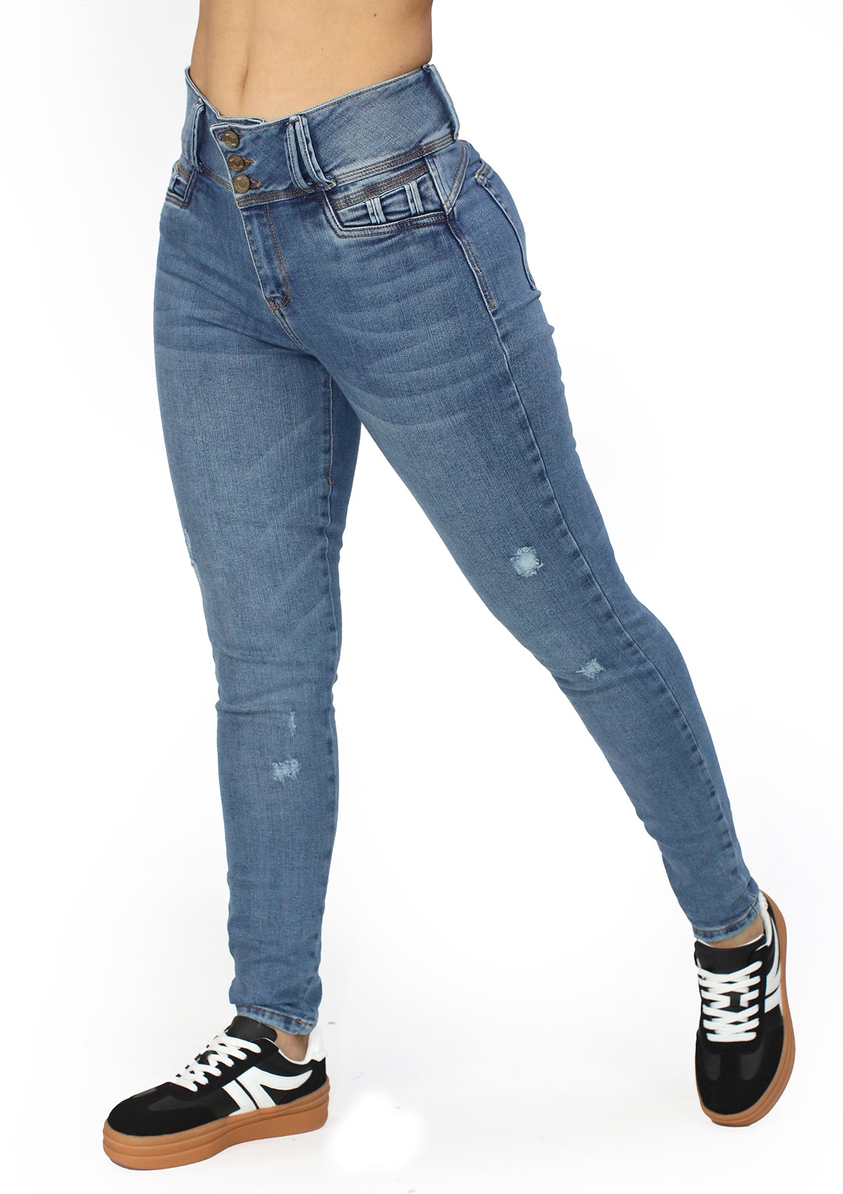 MRP-21451 Medium Denim Skinny Jean by Maripily Rivera