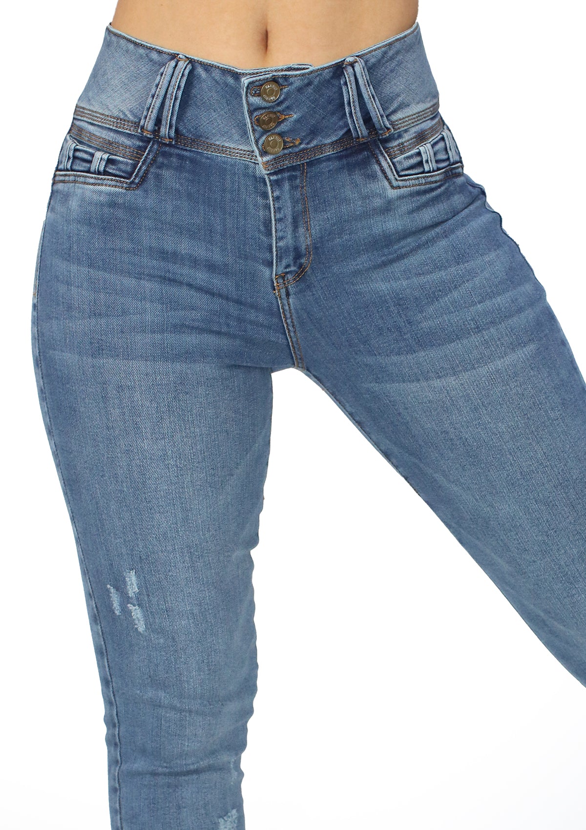MRP-21451 Medium Denim Skinny Jean by Maripily Rivera