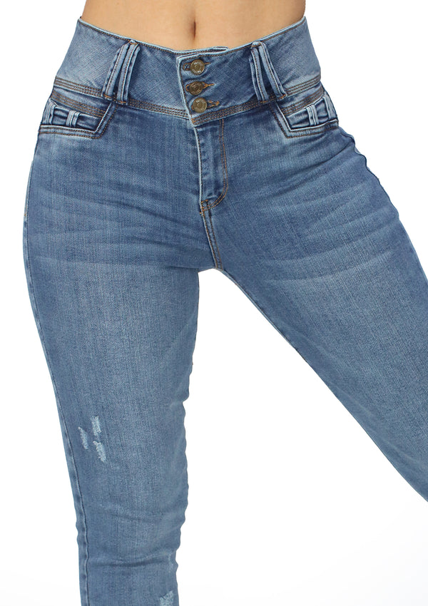 MRP21451 Medium Denim Skinny Jean by Maripily Rivera