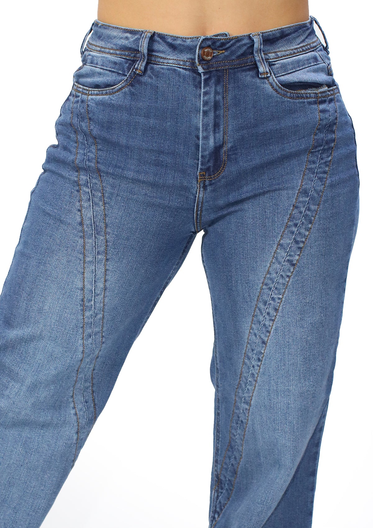 MRP-21455 Medium Denim Straight Fit Jean by Maripily Rivera