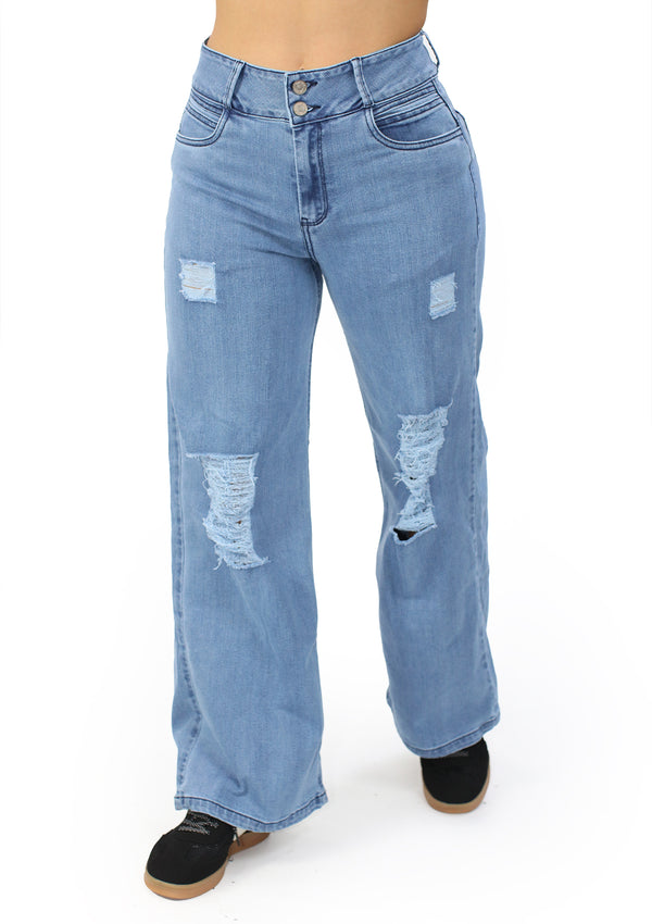 MRP21462 Medium Denim Wide Leg Jean by Maripily Rivera