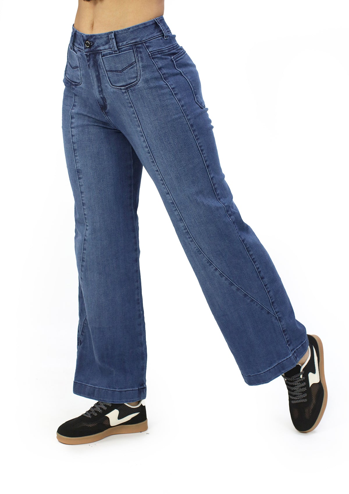MRP-21470 Medium Denim Straight Fit Petite Jean by Maripily Rivera