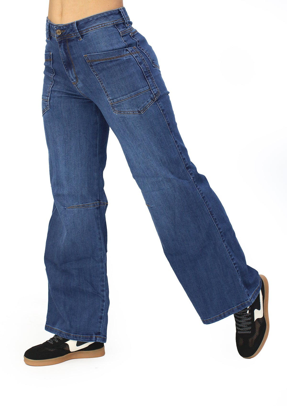 MRP-21471 Medium Denim Wide Leg Petite Jean by Maripily Rivera