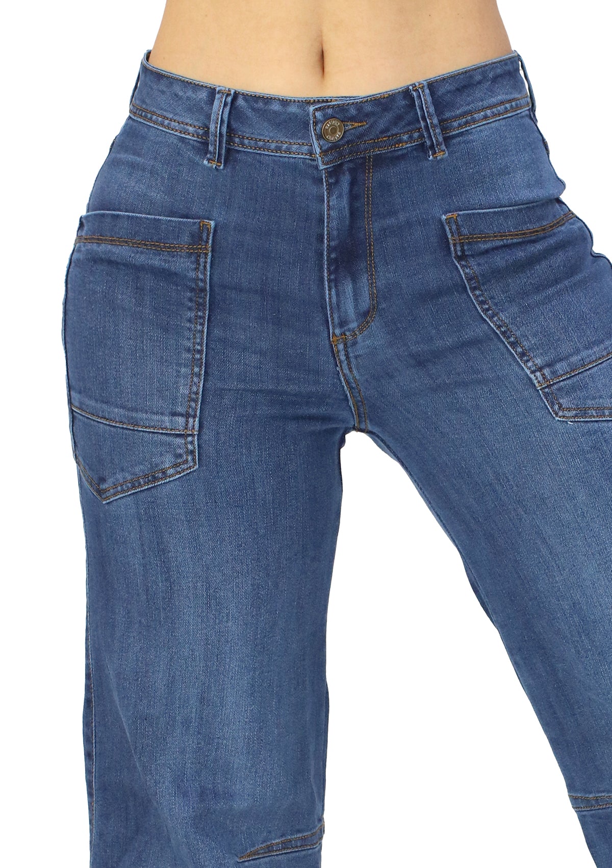MRP-21471 Medium Denim Wide Leg Petite Jean by Maripily Rivera