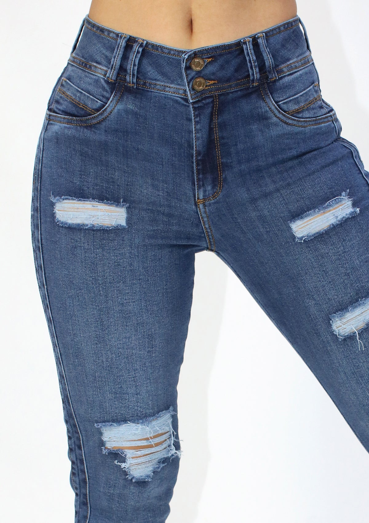 MRP-21473 Medium Denim Skinny Jean by Maripily Rivera