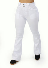 MRP21480 White Denim Flare Fit Jean by Maripily Rivera
