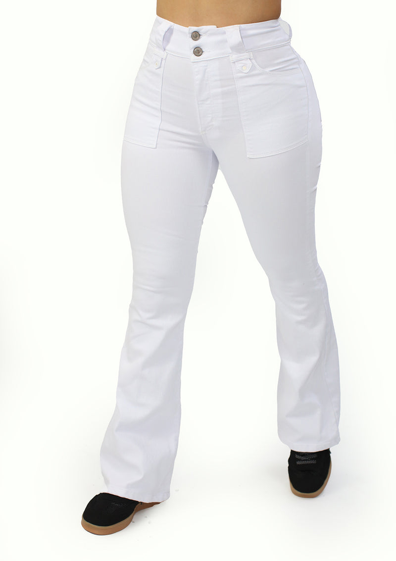 MRP21480 White Denim Flare Fit Jean by Maripily Rivera