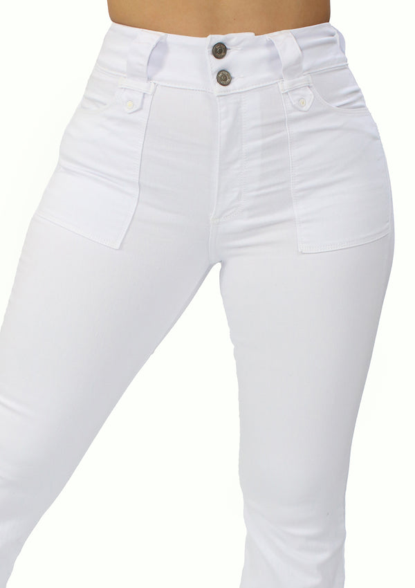 MRP21480 White Denim Flare Fit Jean by Maripily Rivera