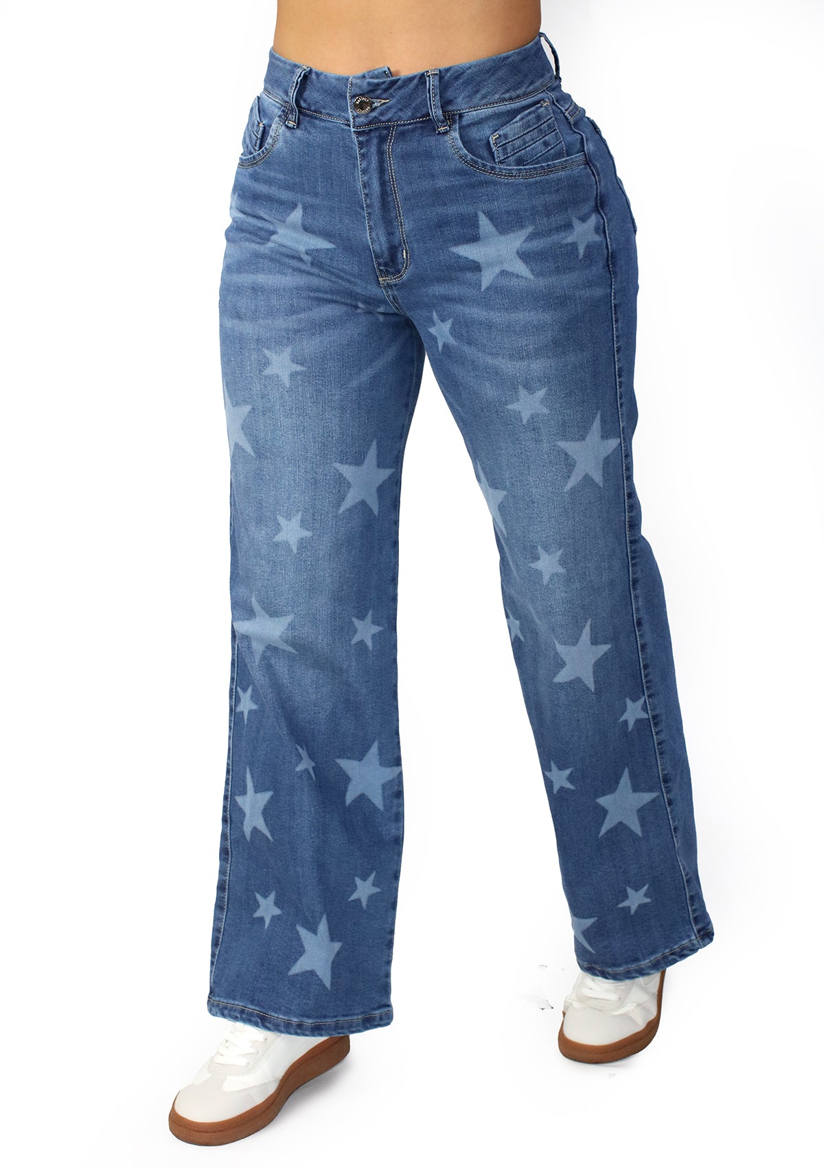 MRP-21501 Medium Denim Straight Fit Petite Jean by Maripily Rivera