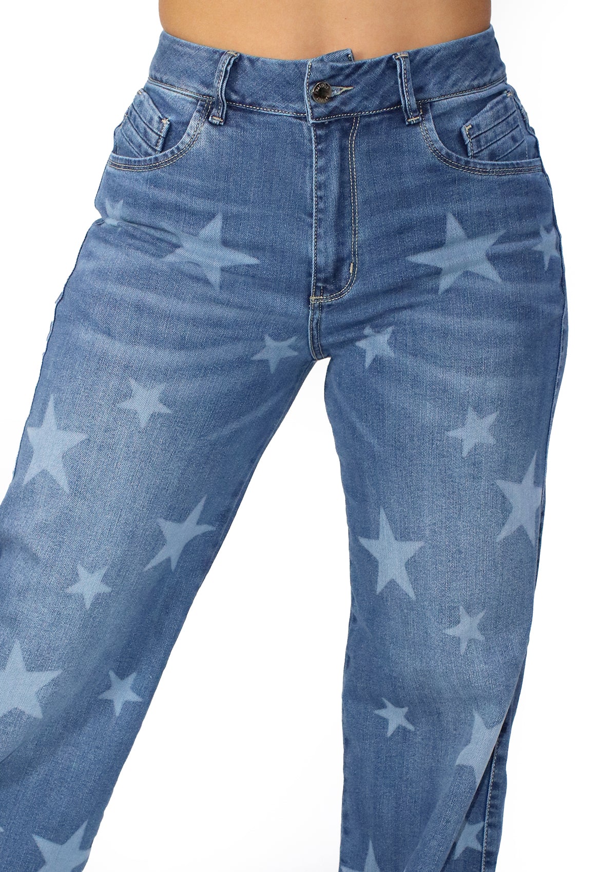 MRP-21501 Medium Denim Straight Fit Petite Jean by Maripily Rivera