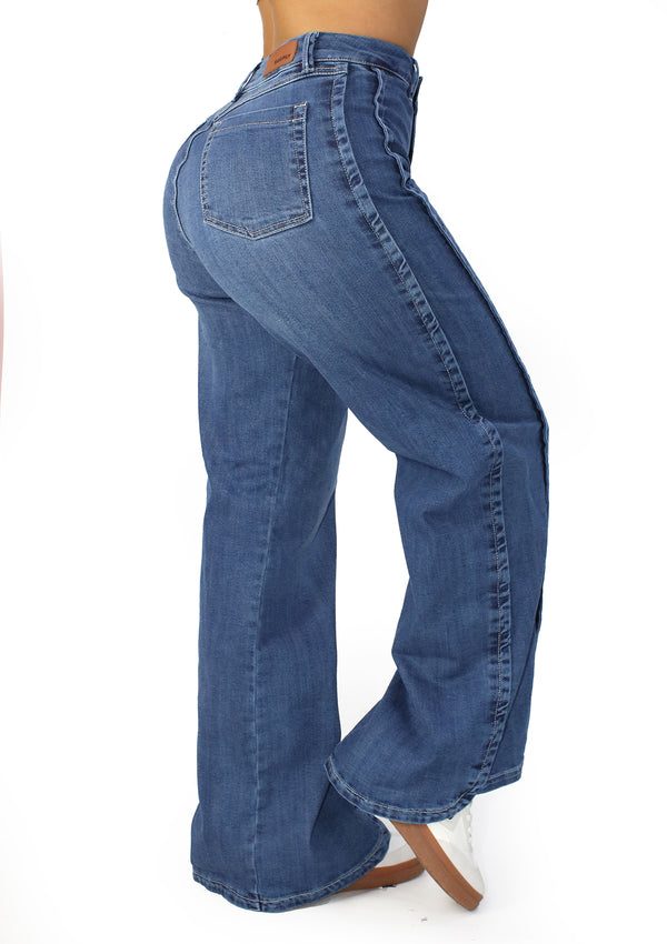 MRP21513 Medium Denim Wide Leg Jean by Maripily Rivera