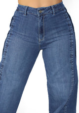MRP21513 Medium Denim Wide Leg Jean by Maripily Rivera