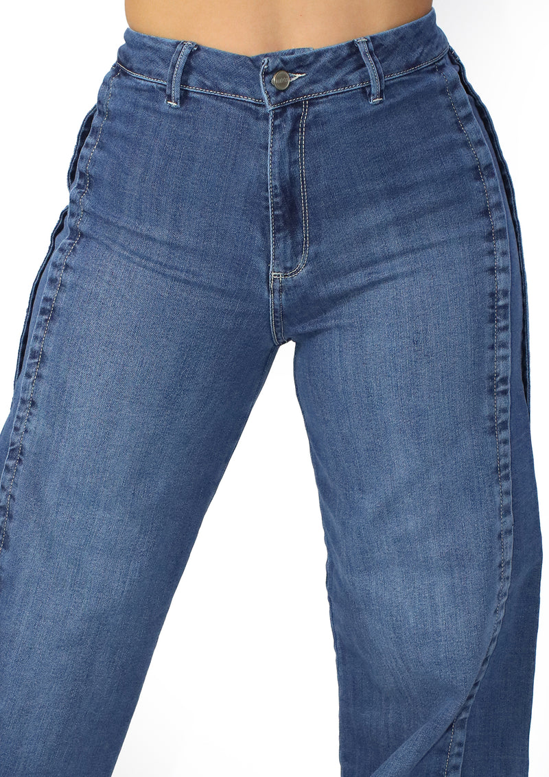 MRP21513 Medium Denim Wide Leg Jean by Maripily Rivera