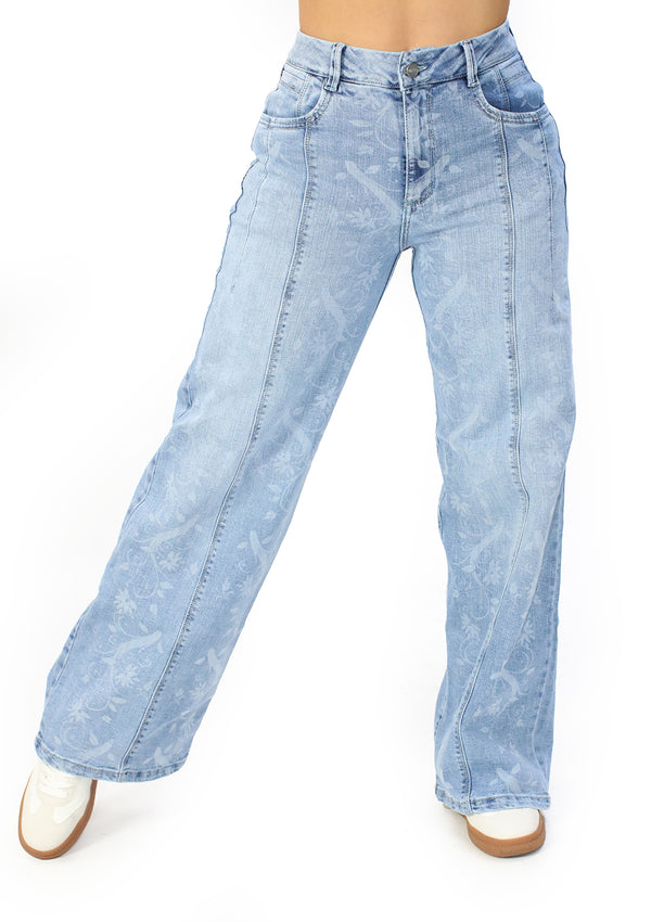 MRP21516 Light Denim Wide Leg Jean by Maripily Rivera