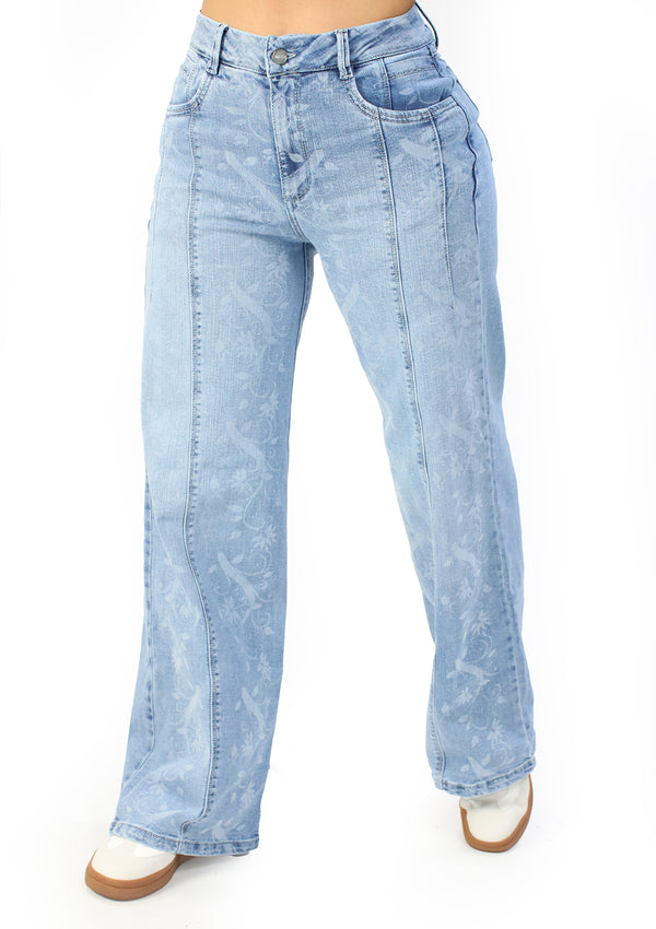 MRP21516 Light Denim Wide Leg Jean by Maripily Rivera