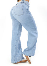 MRP21516 Light Denim Wide Leg Jean by Maripily Rivera
