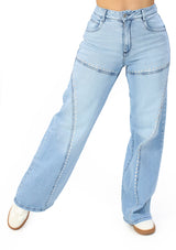 MRP21520 Light Denim Wide Leg Jean by Maripily Rivera