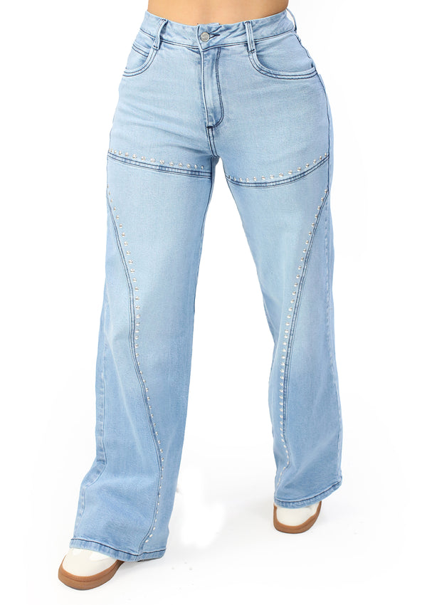 MRP21520 Light Denim Wide Leg Jean by Maripily Rivera