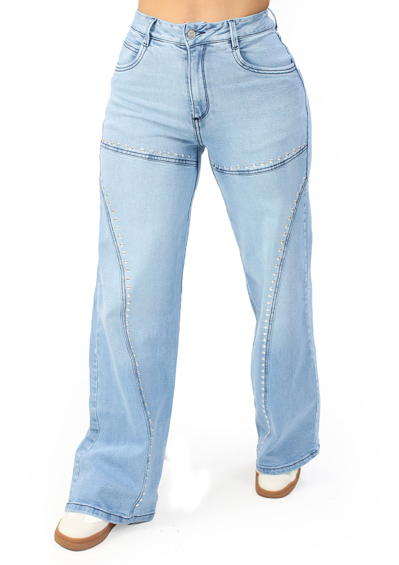 MRP21520 Light Denim Wide Leg Jean by Maripily Rivera