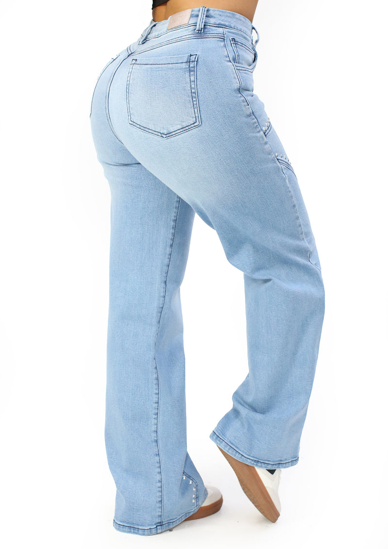 MRP21520 Light Denim Wide Leg Jean by Maripily Rivera