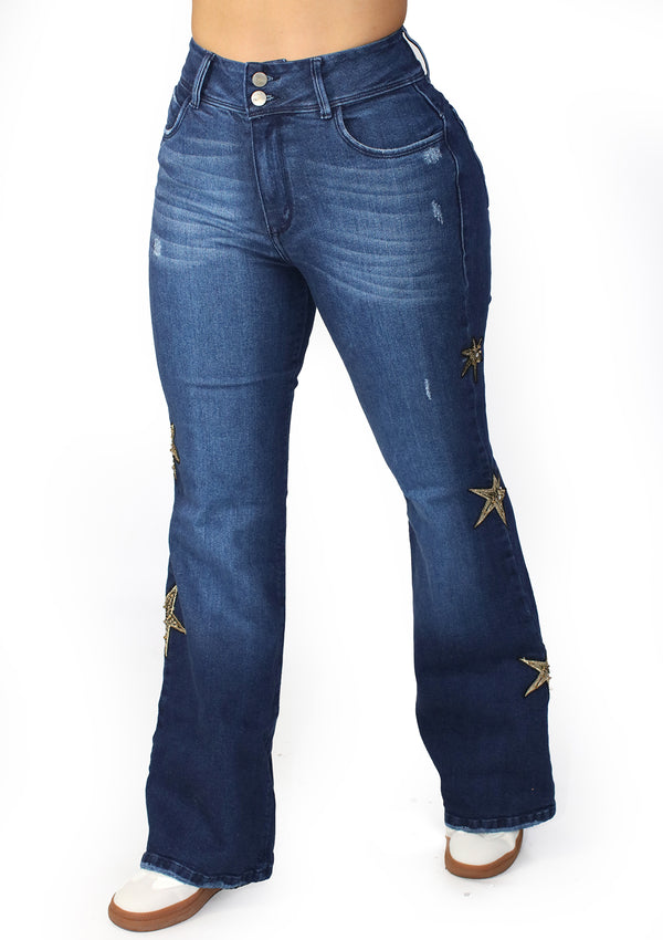 MRP21521 Dark Denim Flare Fit Jean by Maripily Rivera