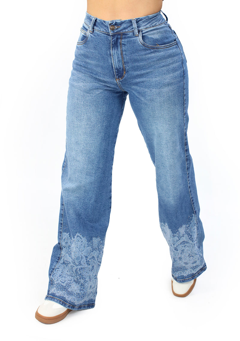 MRP21529 Light Denim Wide Leg Jean by Maripily Rivera