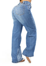 MRP21529 Light Denim Wide Leg Jean by Maripily Rivera