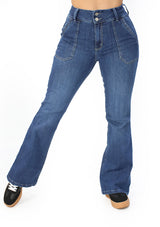 MRP21538 Medium Denim Flare Fit Jean by Maripily Rivera