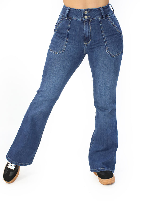 MRP21538 Medium Denim Flare Fit Jean by Maripily Rivera