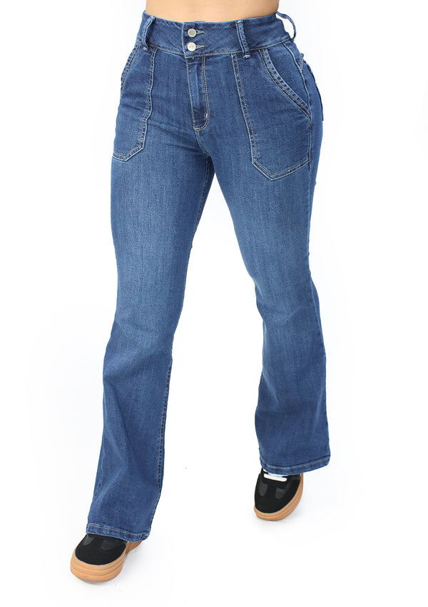 MRP21538 Medium Denim Flare Fit Jean by Maripily Rivera