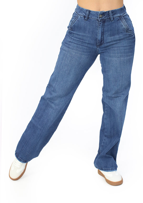 MRP21541 Medium Denim Flare Fit Jean by Maripily Rivera