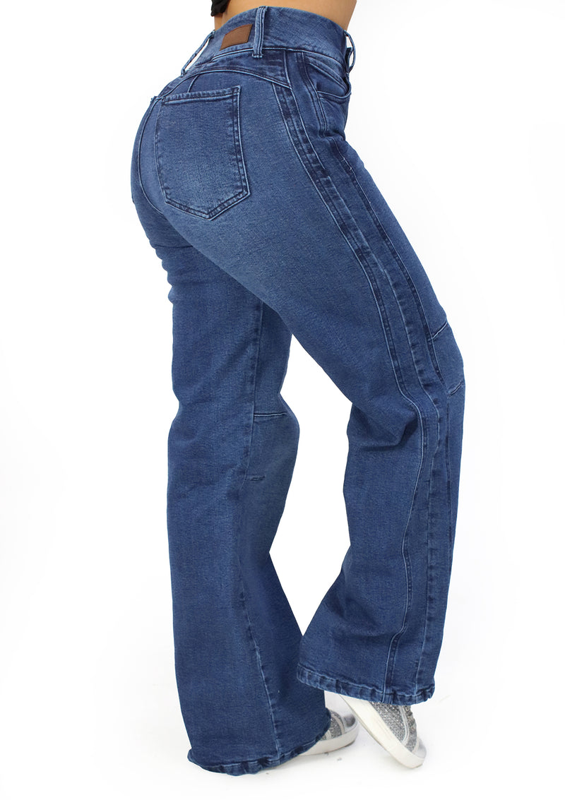 MRP21549 Medium Denim Wide Leg Jean by Maripily Rivera