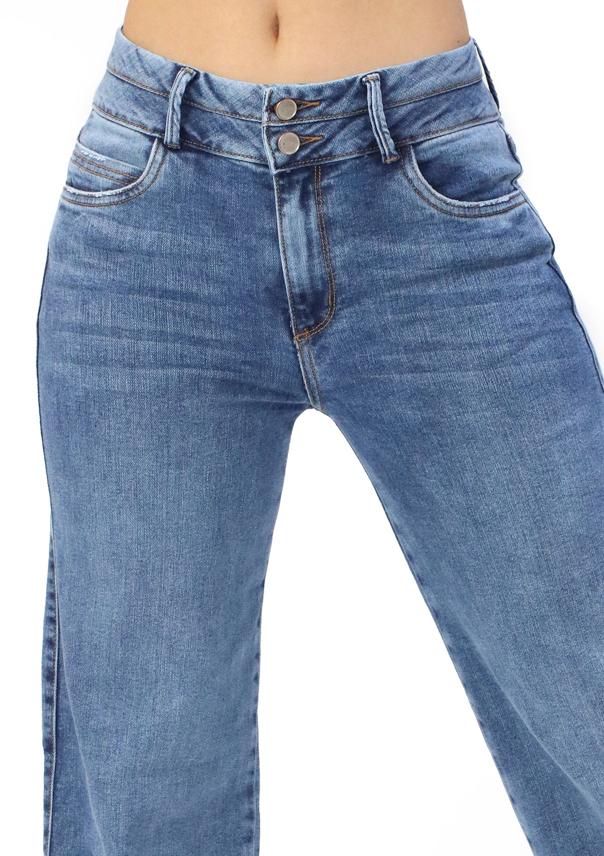 MRP-21564 Medium Denim Straight Fit Jean by Maripily Rivera