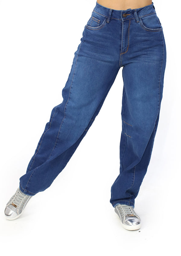 MRP21571 Medium Denim Barrel Fit Jean by Maripily Rivera