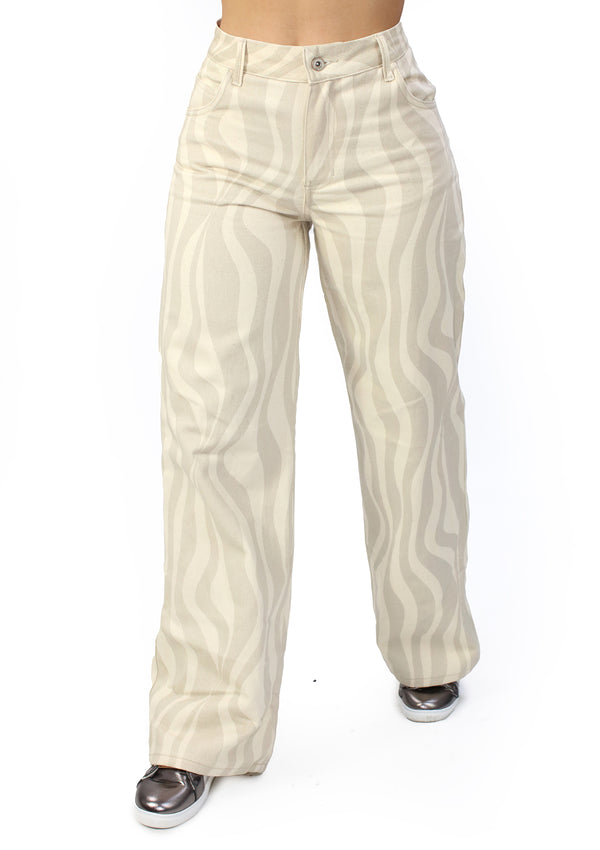 MRP21573 Ivory / Beige Denim Straight Fit Jean by Maripily Rivera
