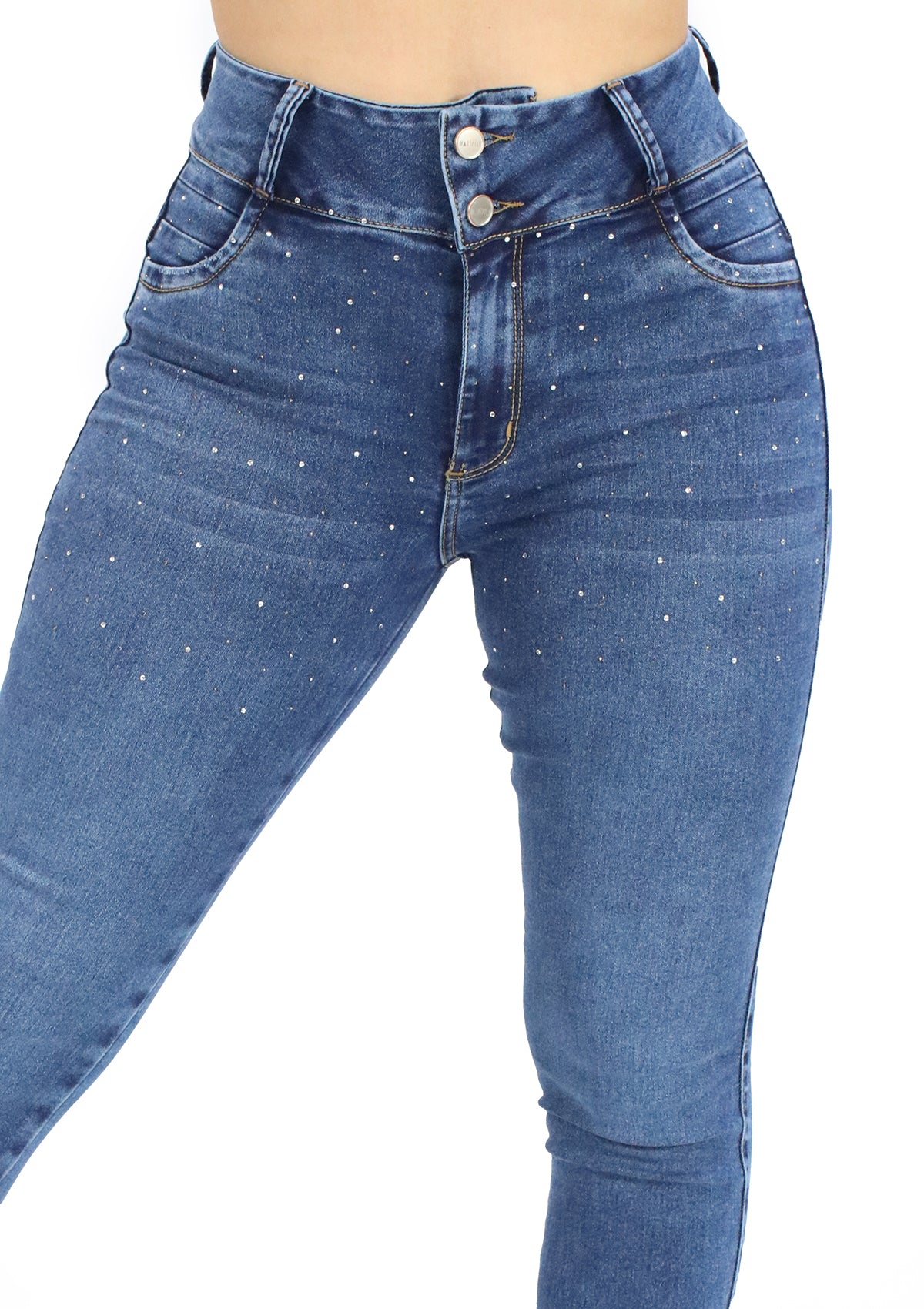 MRP-21602 Medium Denim Skinny Jean by Maripily Rivera