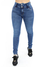 MRP21602 Medium Denim Skinny Jean by Maripily Rivera