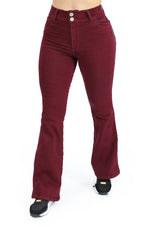 MRP21605 Burgundy Denim Flare Fit Jean by Maripily Rivera