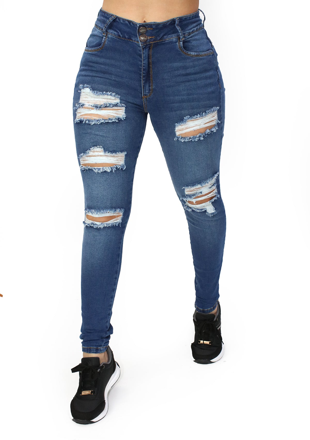 MRP-21608 Medium Denim Skinny Jean by Maripily Rivera