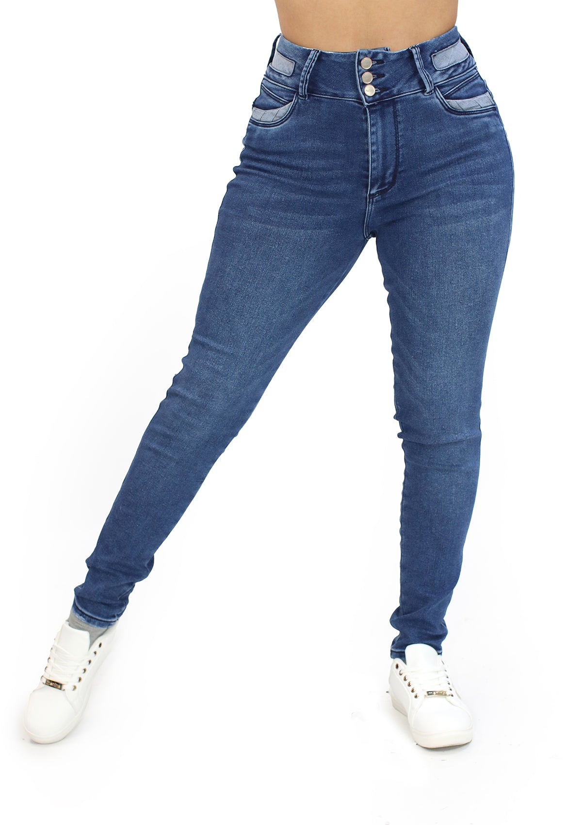 MRP-21623 Medium Denim Petite Skinny Jean by Maripily Rivera